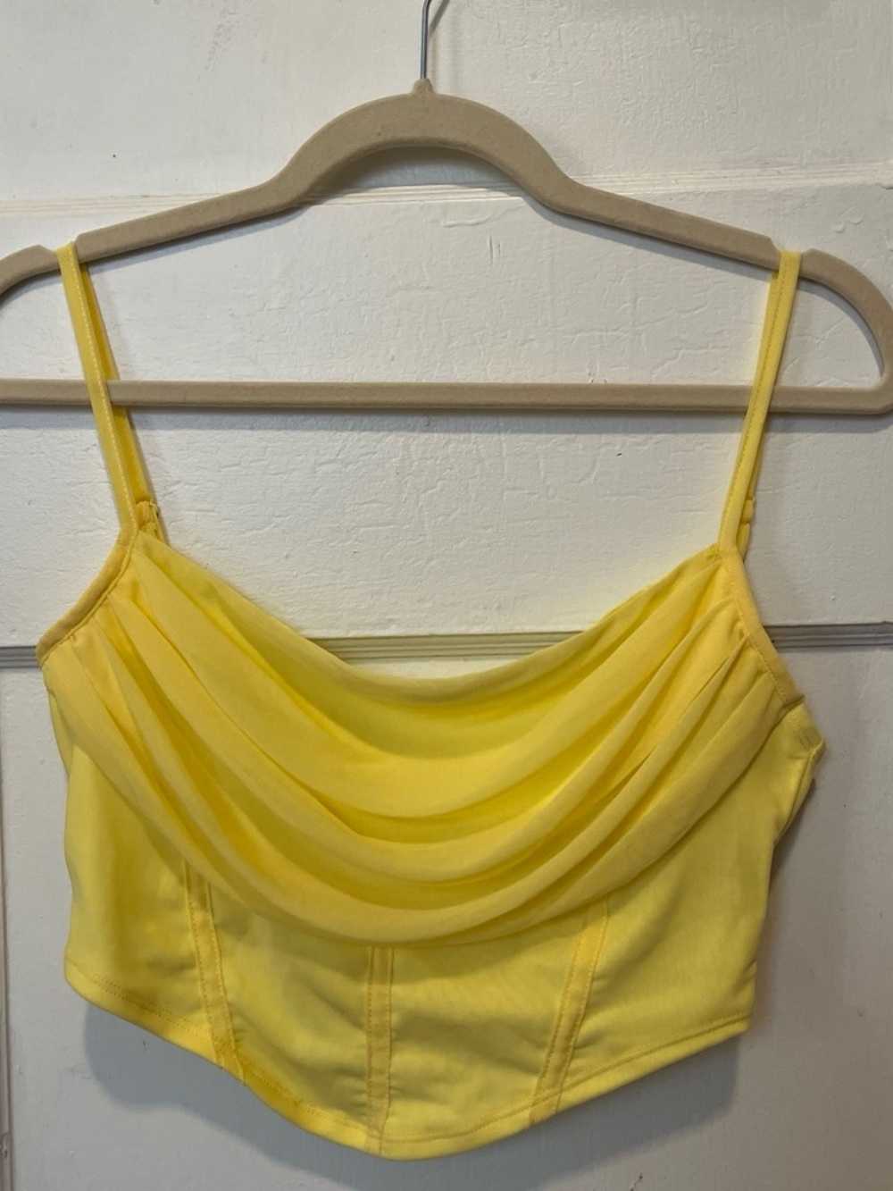 SHEIN Yellow Draped Cowl Neck Crop Top - Women - Picture 1 of 3